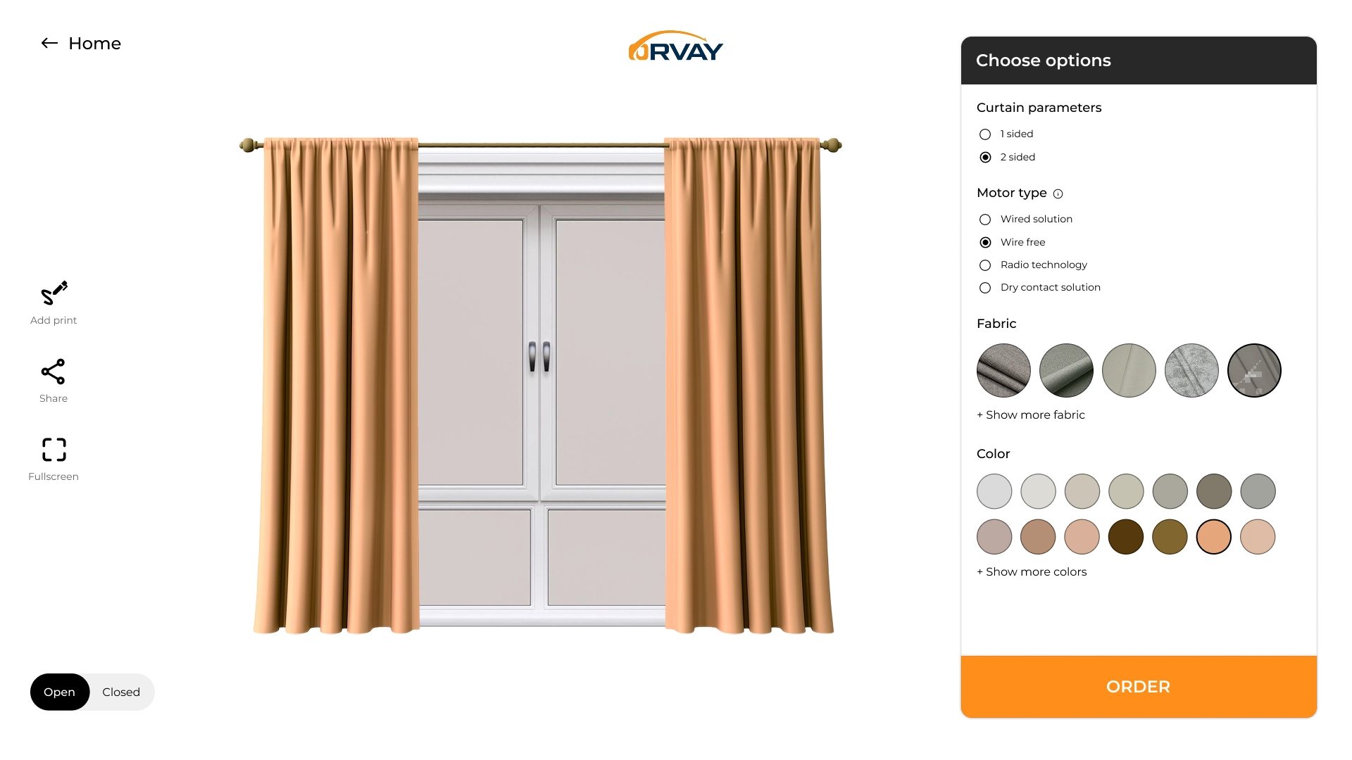 Customization curtains in a modern 3D constructor for an online store