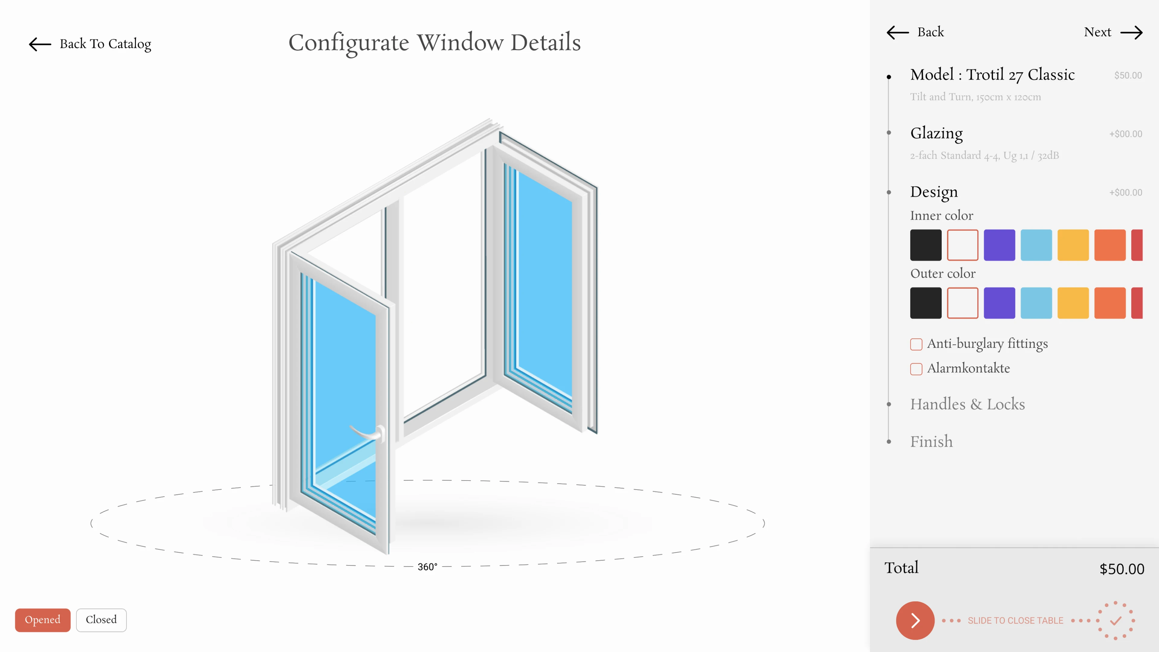 Styling a window model in a modern 3D constructor for an online store
