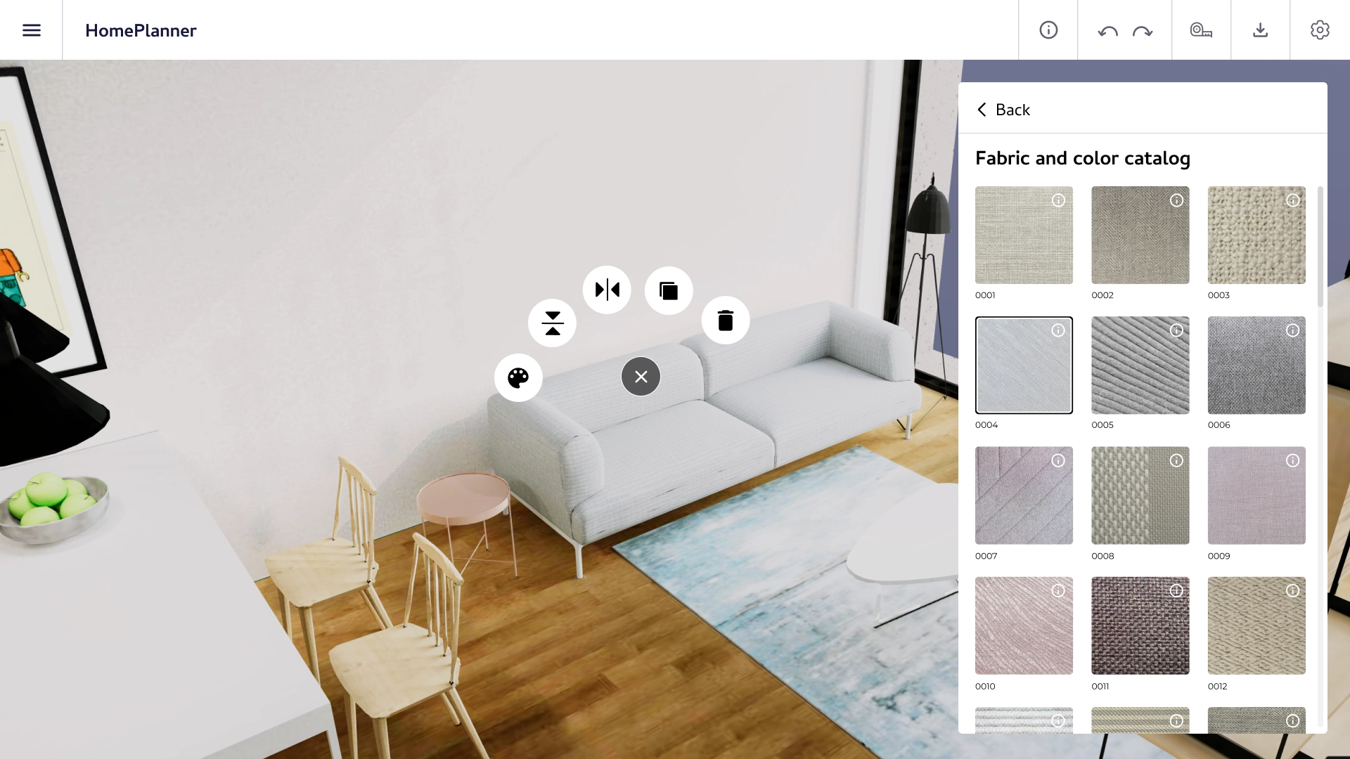 Styling interior items in a modern construction 3D configurator