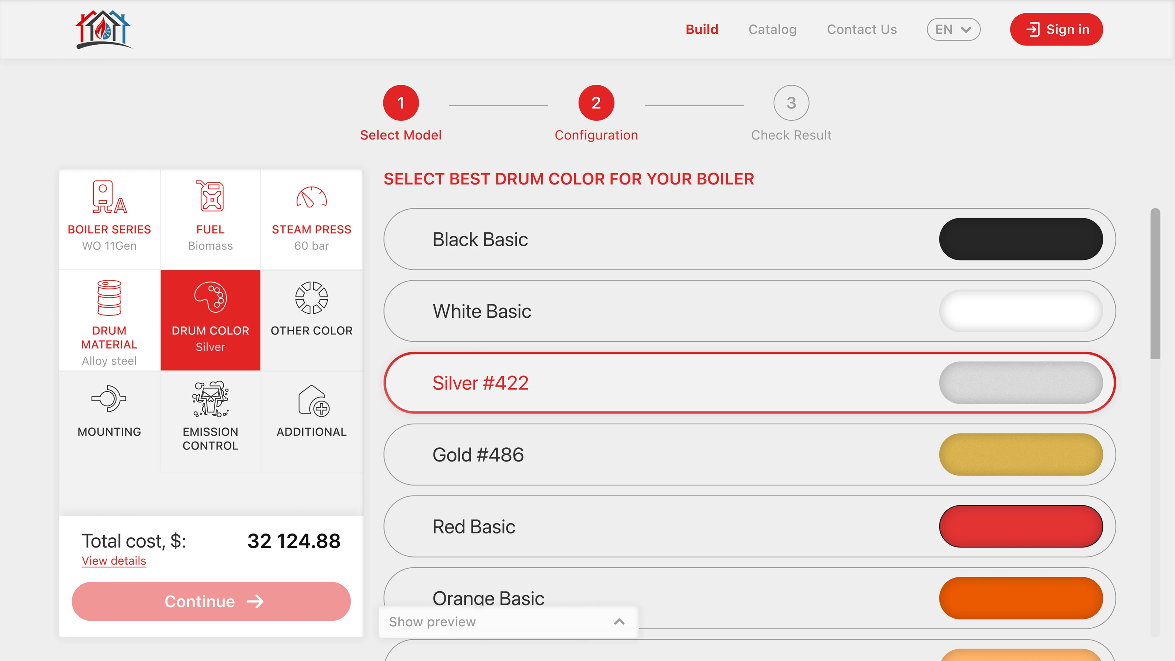 Styling a boiler model for individual needs in a modern web constructor