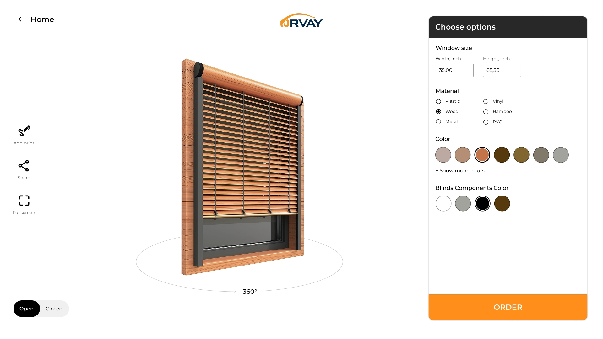 Model parameters in a modern 3D constructor for blinds