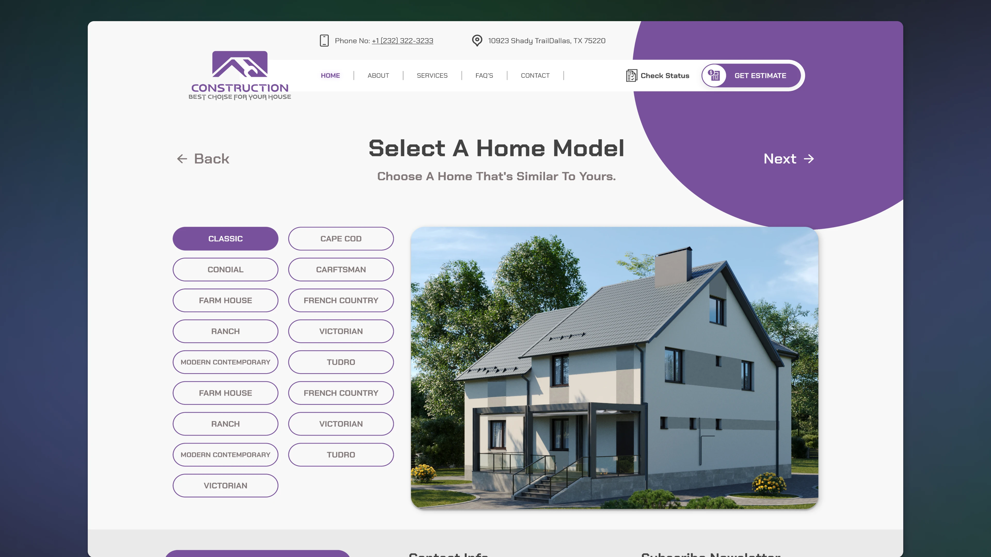 List of house models for customization in an easy and realistic 2D configurator with AI support